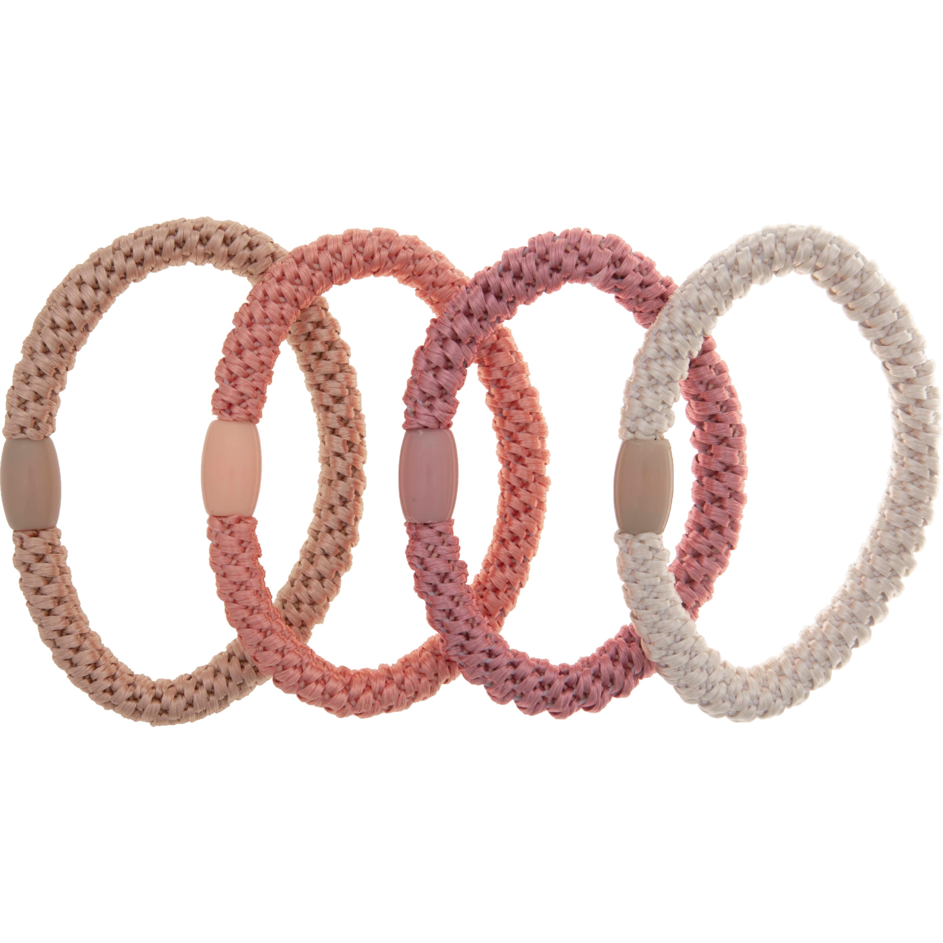 Dazzling Hair Ties 4-Pack Woven Beige/Pink
