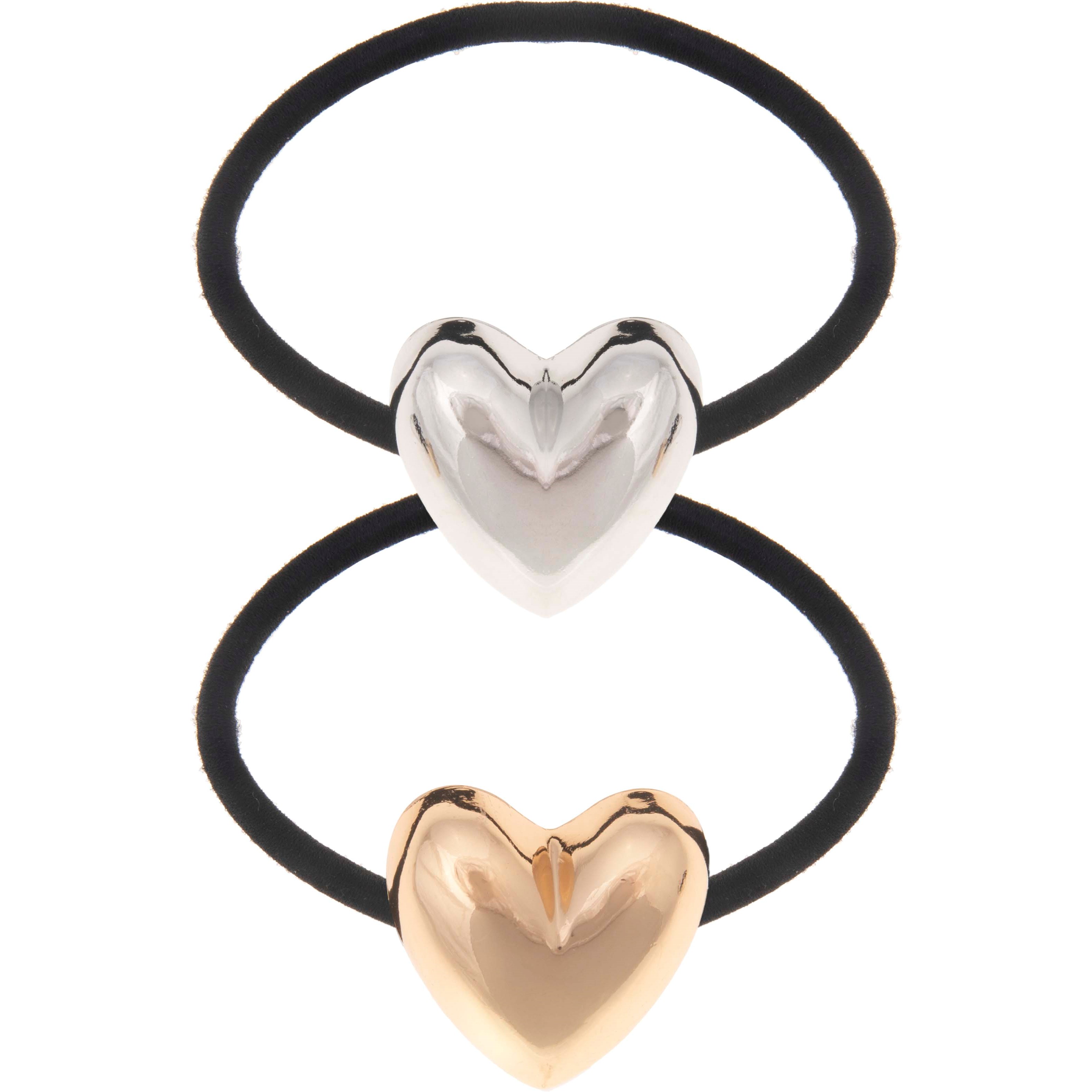 Dazzling Hair Ties Heart 2 pcs Silver/Gold