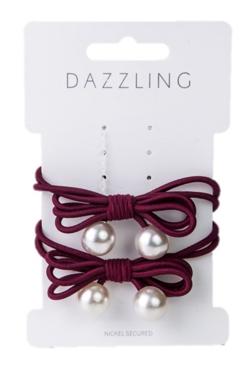Dazzling Hår 2-pack rosett vinröd