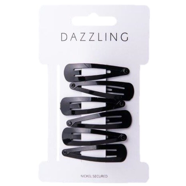 Dazzling Hår 6-pack Barettes Black