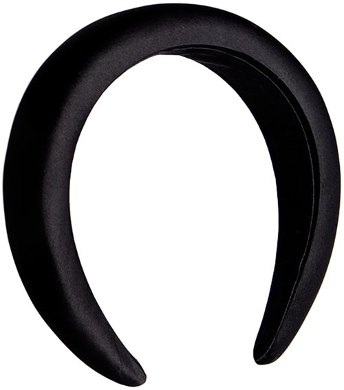 Ett svart, tjockt, böjt föremål med öppen sida, sannolikt ett hörlurselement eller ett pannband.