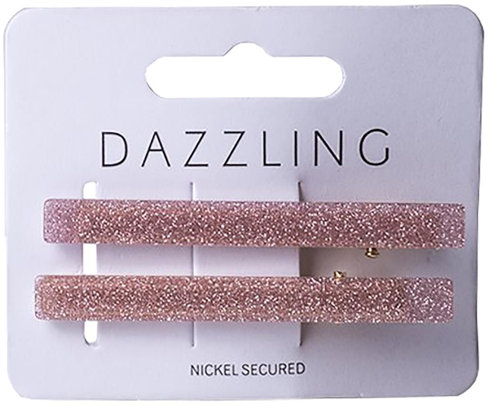 Dazzling Hår Barettes Glitter Pink 2-pack