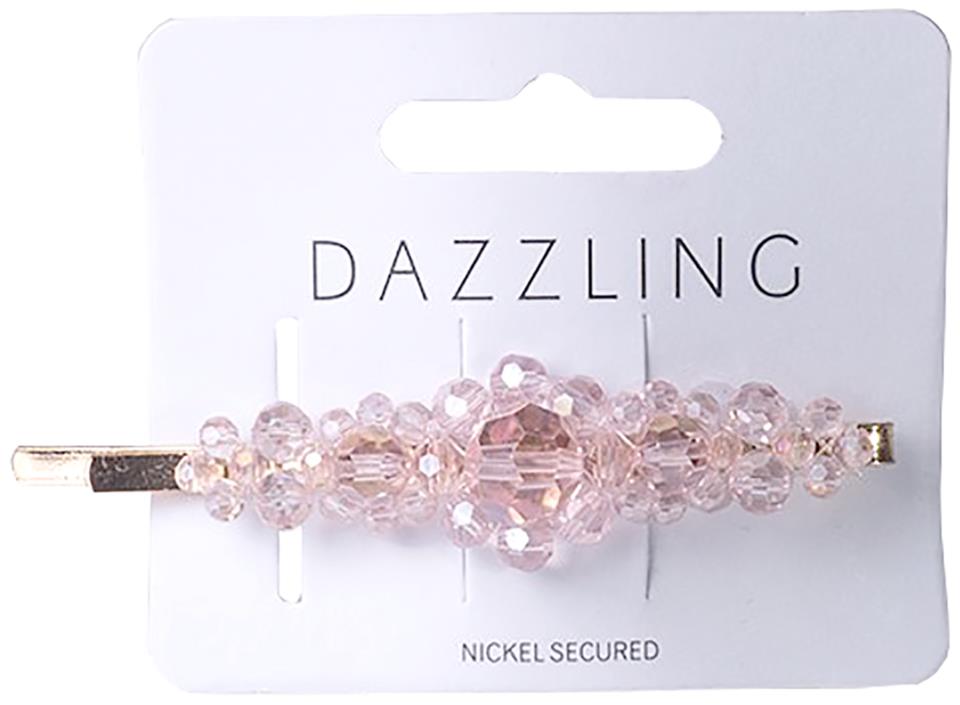 Dazzling Hår Barette Pearls Transparant Pink 8 cm