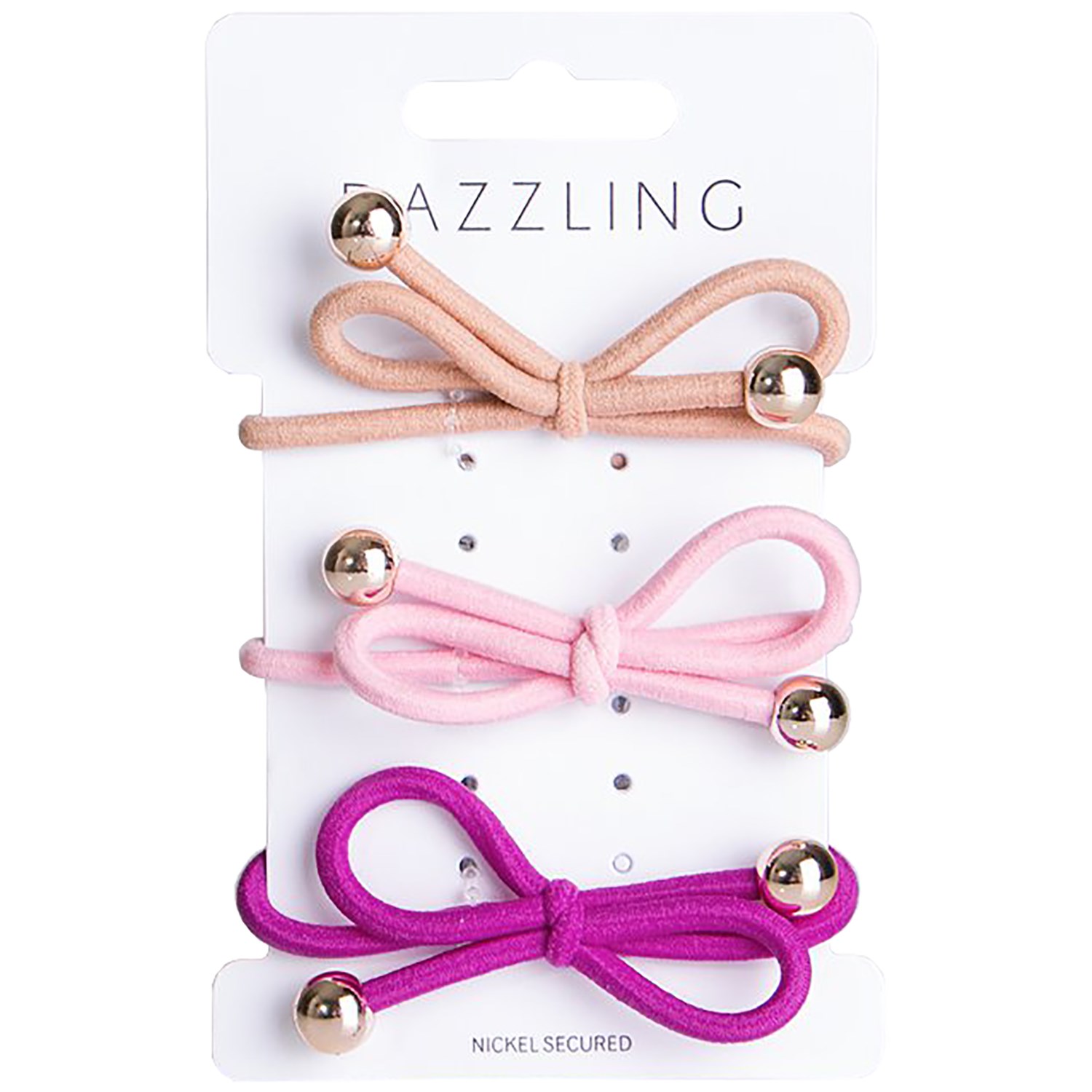 Dazzling Hår 3-pack Hair Ties Bow Pink