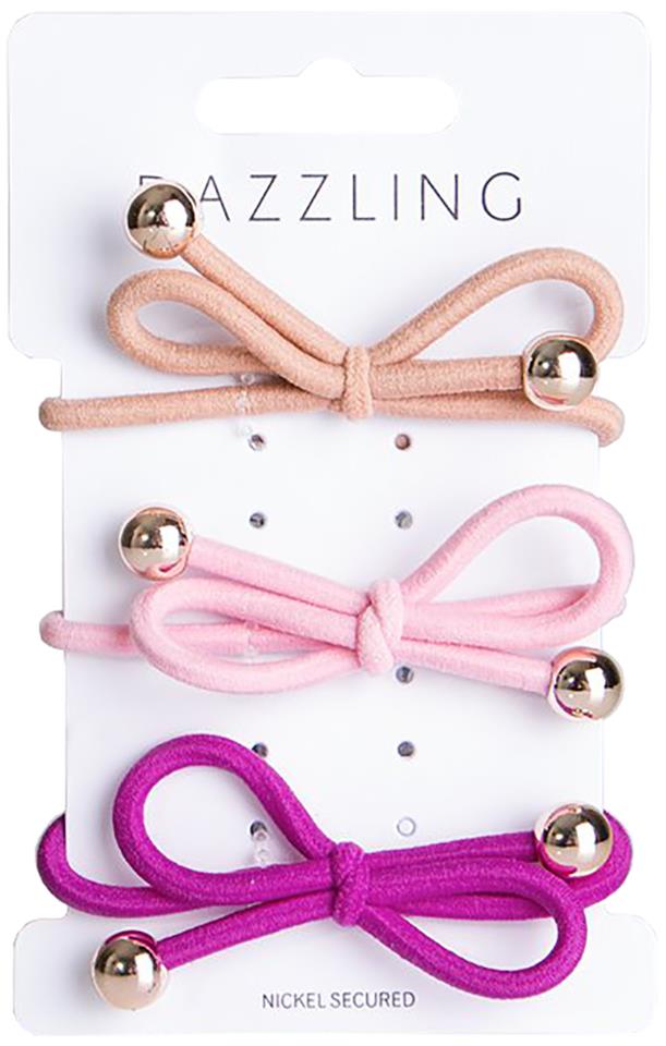 Dazzling Hår Hair Ties Bow Pink 3-pack