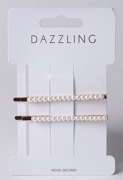 Dazzling Hårnålar Med Vita Pärlor 2-P. 7 Cm