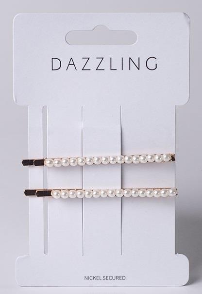 Dazzling Hårnålar med vita pärlor 2-p. 7 cm