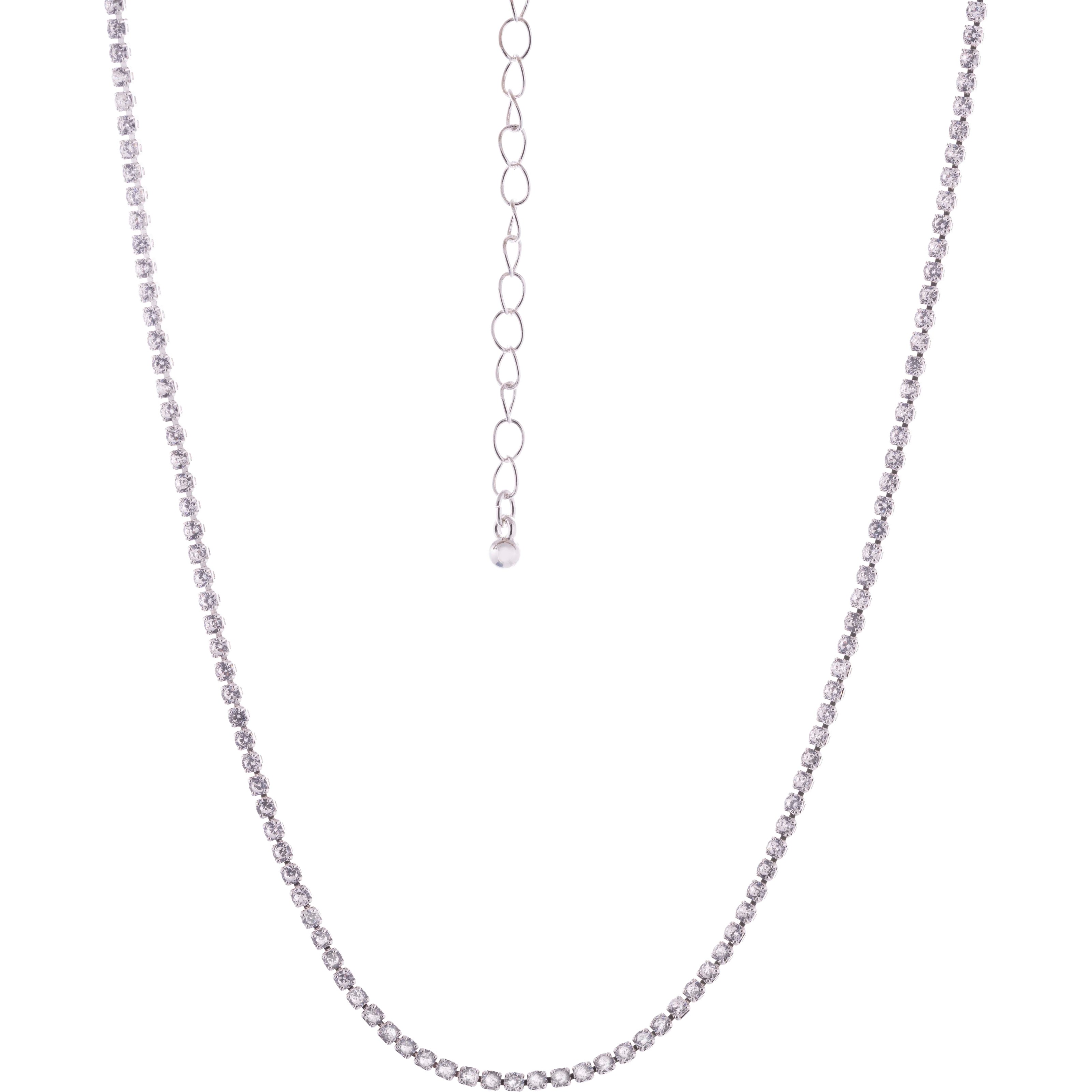 Läs mer om Dazzling J3 Thin Tennis Necklace Silver