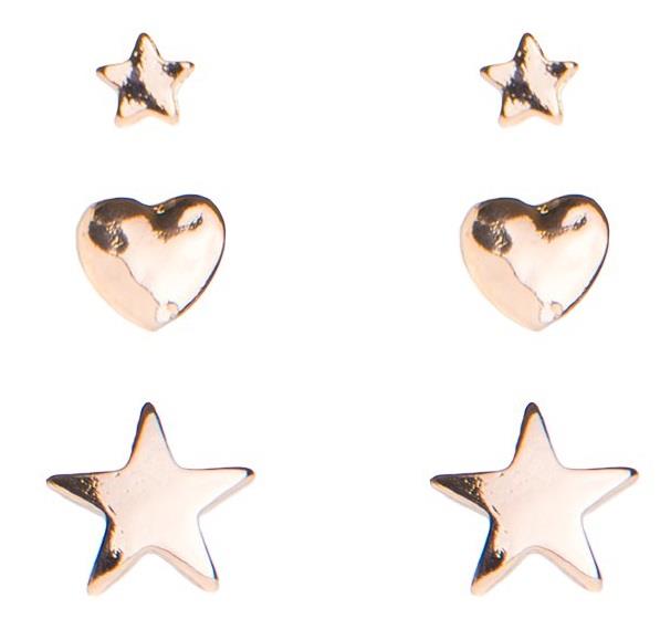 Dazzling Klassiker 3-pack Earrings Heart & Star
