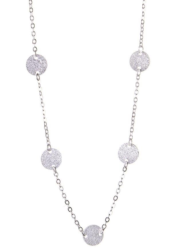 Dazzling Necklace in silver col w frosted discs