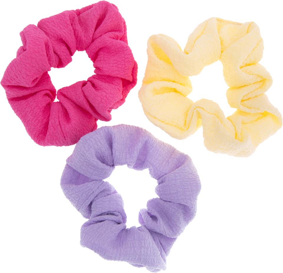 Dazzling Scrunchie Seersucker Bright Pink, Purple, Yellow 3-pack