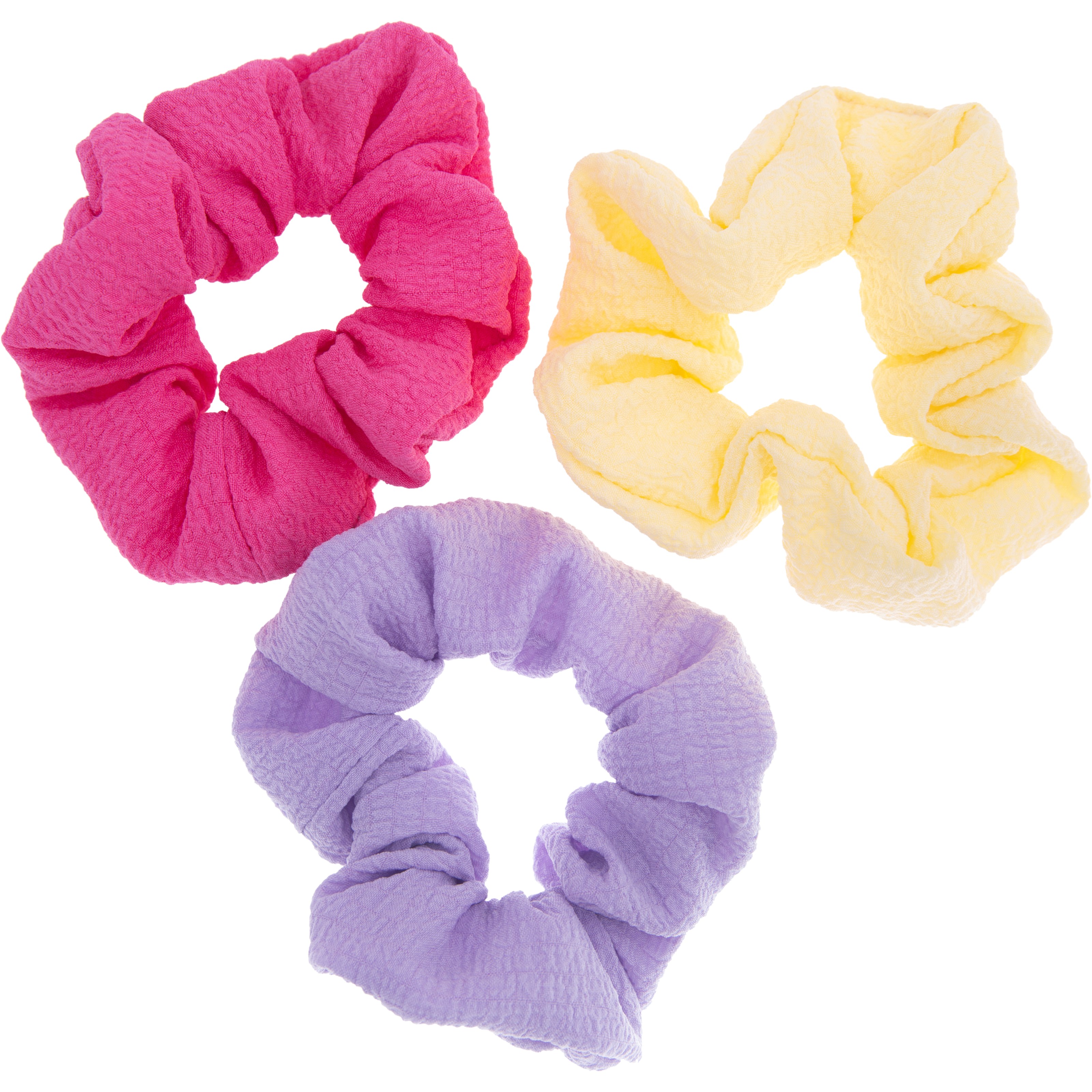 Läs mer om Dazzling Scrunchie Seersucker Bright Pink, Purple, Yellow 3-pack
