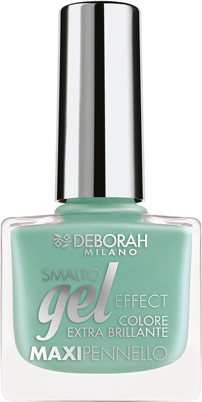 En flaska mintgrön nagellack med ett silverlock från Deborah Milano.