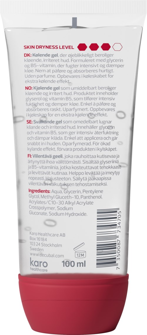 Bilden viser en tube med hudkrem med instrukser og ingredienser.