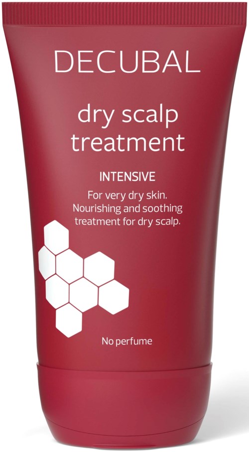 Rode tube Decubal droog scalp behandeling, voor intensieve verzorging zonder parfum. Voor zeer droge huid, voedend en kalmerend voor de hoofdhuid.