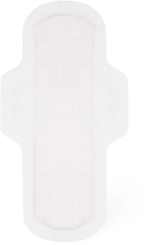En hvit menstruasjonspute med vinger, enkel og ren i utseendet.