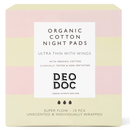 DeoDoc Organic Cotton Night Pad 10 st