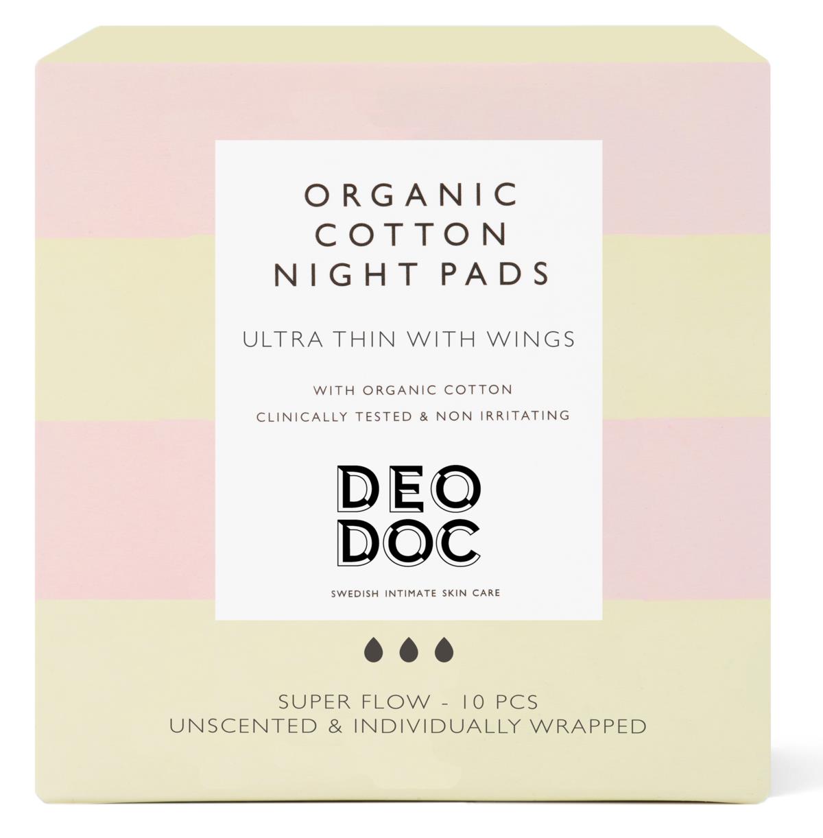 DeoDoc Organic Cotton Night Pad 10 st