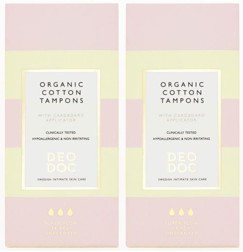 DeoDoc Organic Cotton Tampons Super 2-pack