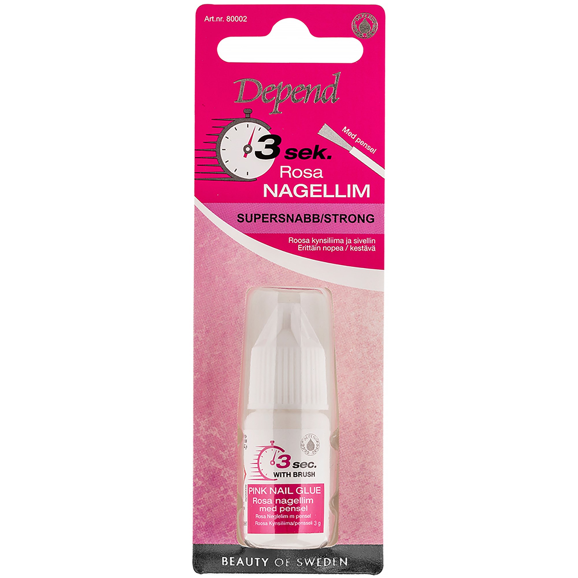 Depend 3 Sec. Pink Nail Glue With Brush