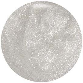 A round object with a glittery, sparkly surface, resembling a shiny, silver globe or ornament.