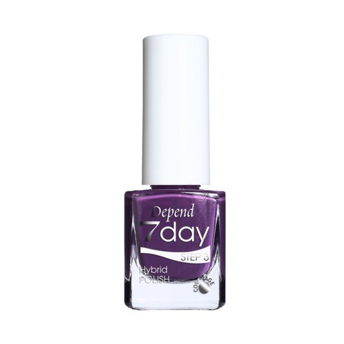 Purple Depend 7 Day nail polish bottle with white cap, labeled as Step 3, Hybrid Polish.