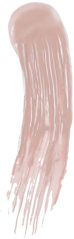 En mjuk rosa, förlängd form med strimmig, penselliknande textur, avsmalnande mot botten.