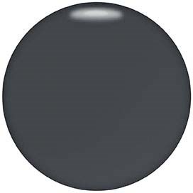 Een donkere ronde knop met een glanzend oppervlak en een kleine lichte spiegeling.