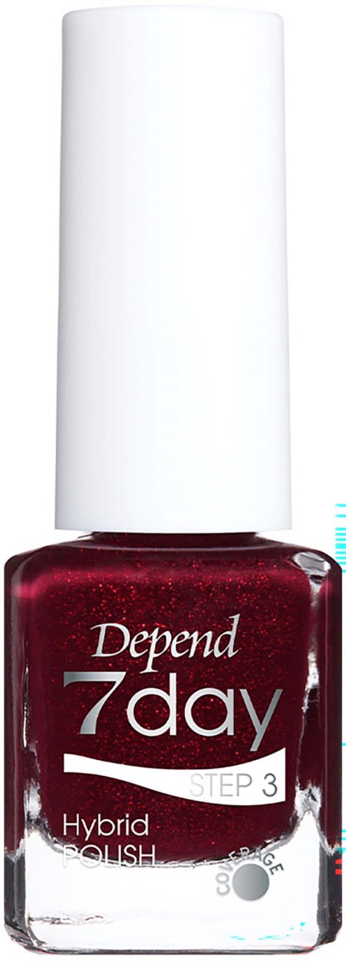 Flasche von Depend 7day Hybrid Gel Nagellack, Schritt 3, in glänzend dunkelrot.
