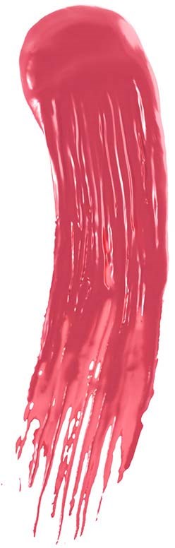 A pink brush stroke with thick, flowing paint and drips downwards.