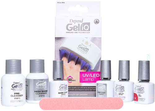 Set gelnagellak flessen, met een roze UV/LED-lamp en gel top coat voor nagelverzorging en decoratie.