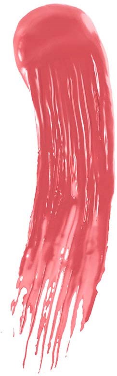 En rød og rosa abstrakt form med striper, som et malingsstrøk eller børstestrøk.