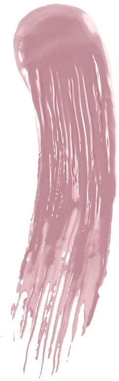 Et abstrakt rosa penselstrøk med rund topp og striper som faller nedover.