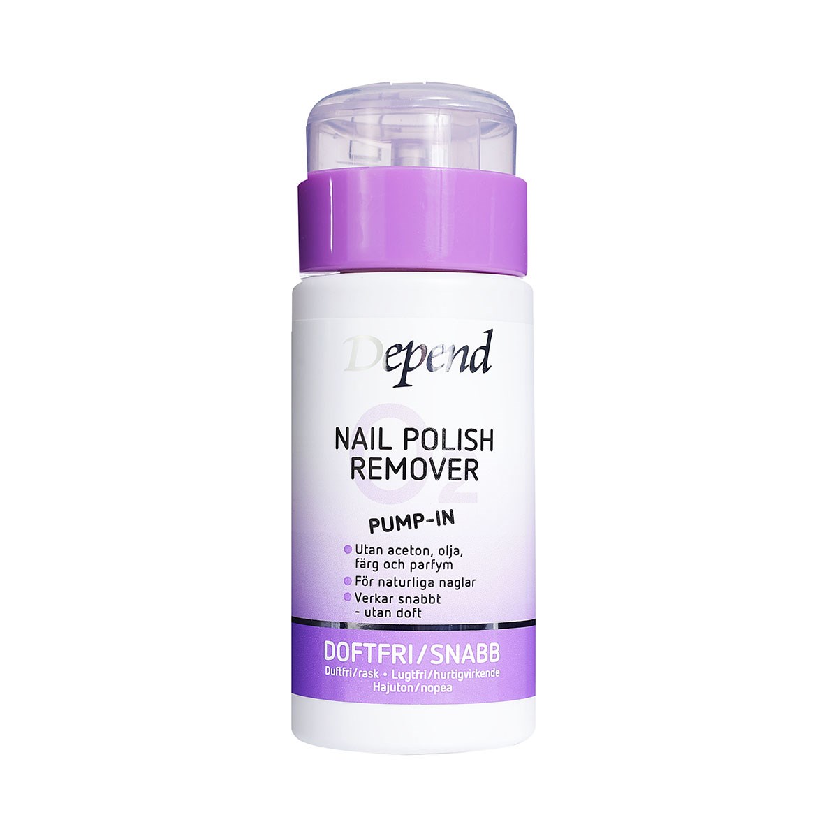 Läs mer om Depend O2 Nail Polish Remover Pump-In Unscented 125 ml