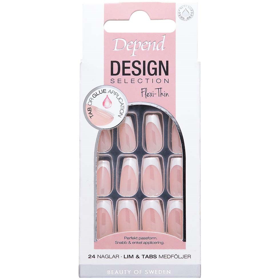 Depend Design Selection French White Chrome Short Coffin nord billede