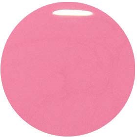 Ett rosa cirkulärt föremål med en vit öppning upptill, liknar en liten väska eller behållare.
