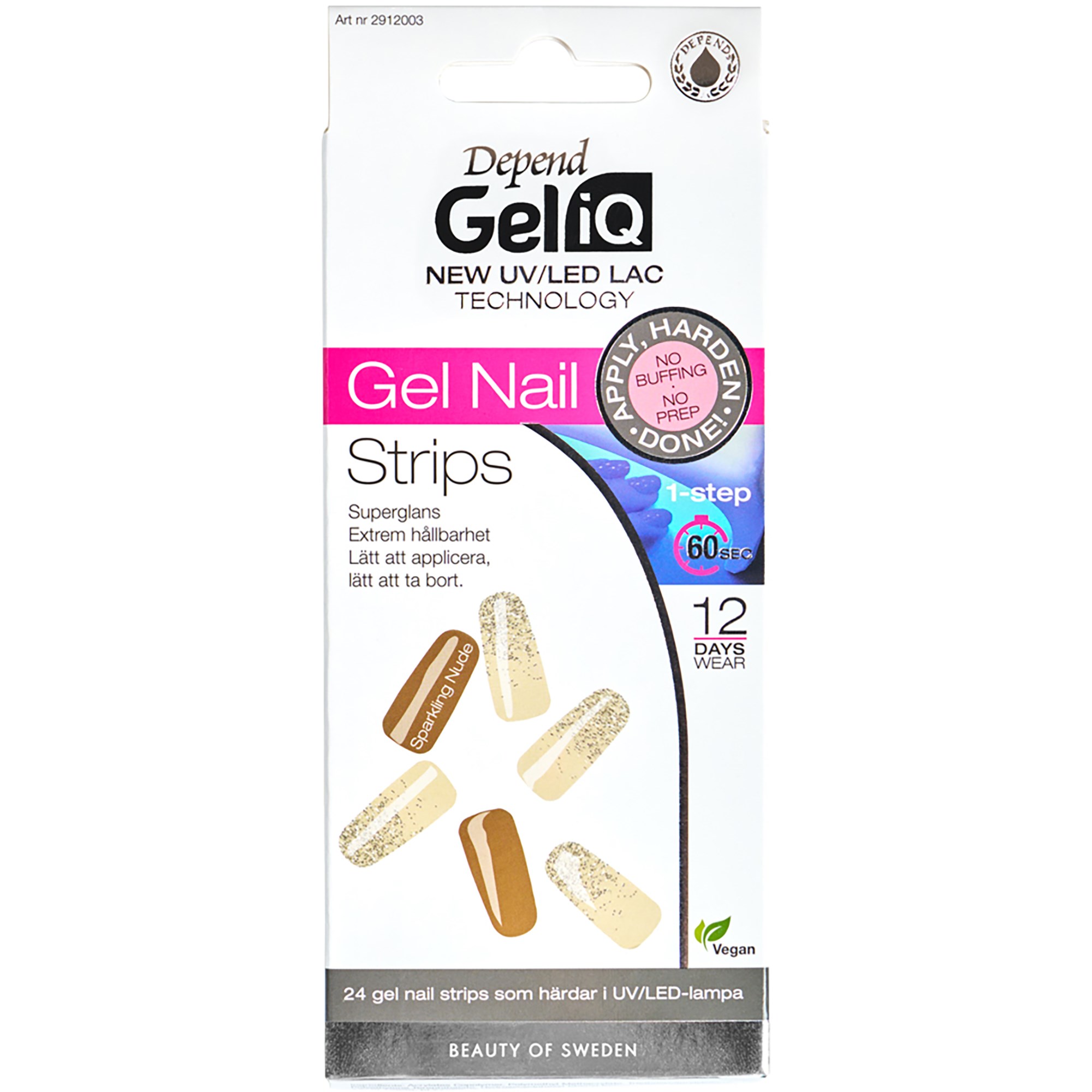 Depend Gel iQ Gel Nail Strips Sparkling Nude billede