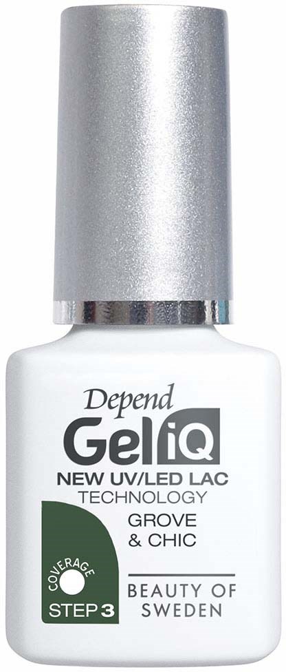 Witte nagellakfles met zilveren dop, merk GeliQ, voor UV/LED nagels, uit Zweden.