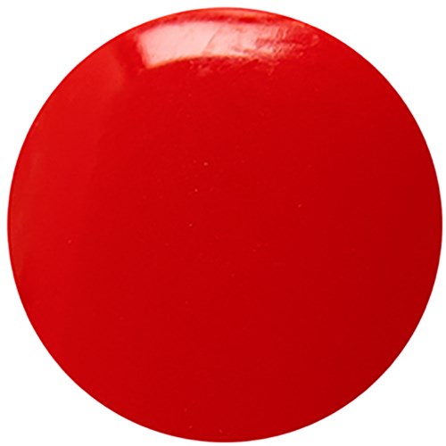 Ett rött, glänsande föremål som ser ut som en boll eller sfär.