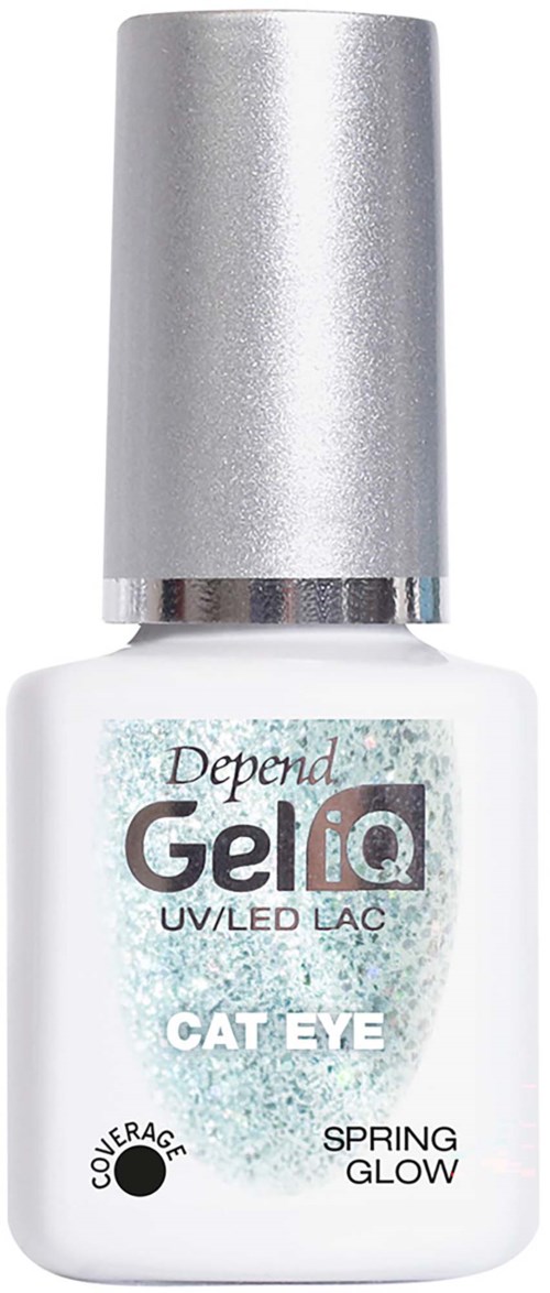 Pullopullo Depend GelIQ Cat Eye -kynsilakka, nimetty kevätilo, hopeanvärinen kansi.