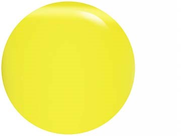 A large, shiny yellow circle with a smooth surface and bright color.