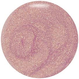 Pink, glitterig, rund föremål med glansig yta och glitter, liknar en kosmetisk produkt eller dekorativt föremål.