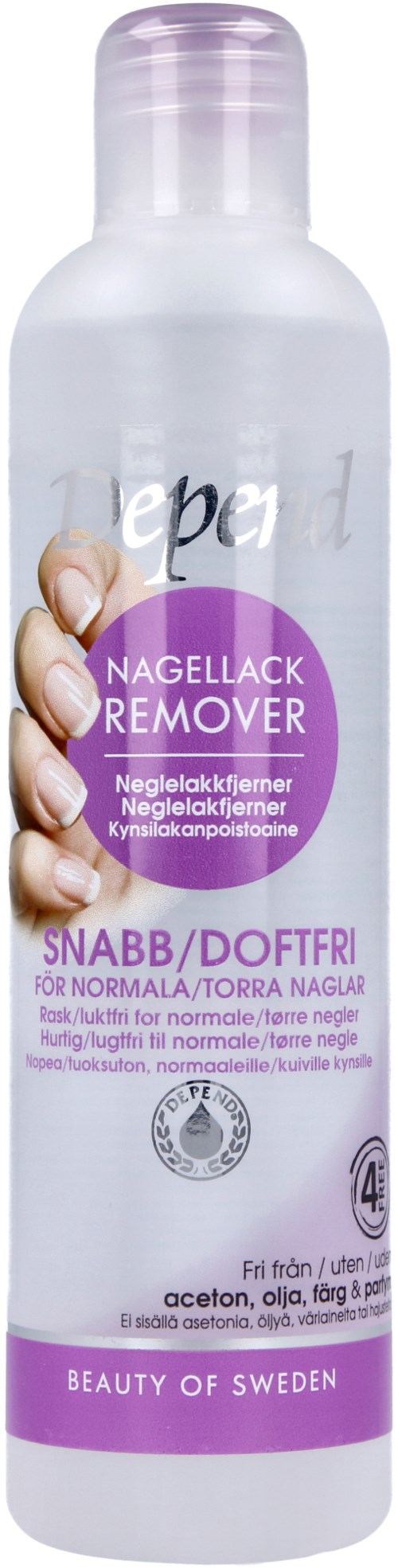 Depend Depend Nagellackremover Snabb/Doftfri 250 ml