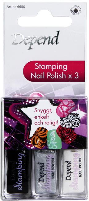 Depend Nail Art Stamping Nail Polish x3