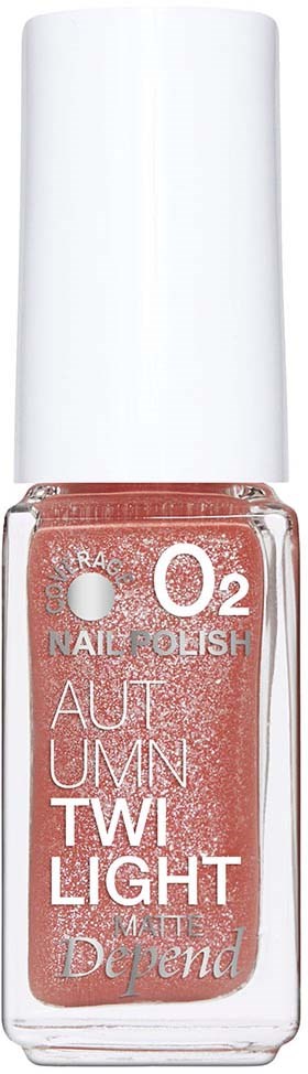 A bottle of pink nail polish with white cap and text on the front, labeled as "O2 Nail Polish TWI Light."