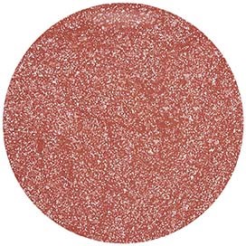 A large red circle with white specks all over, resembling a glittery or sandy surface.