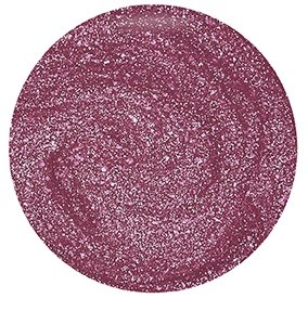 En rosa, glittrig cirkulär logotyp med glittrig, glänsande yta och texturerad look.