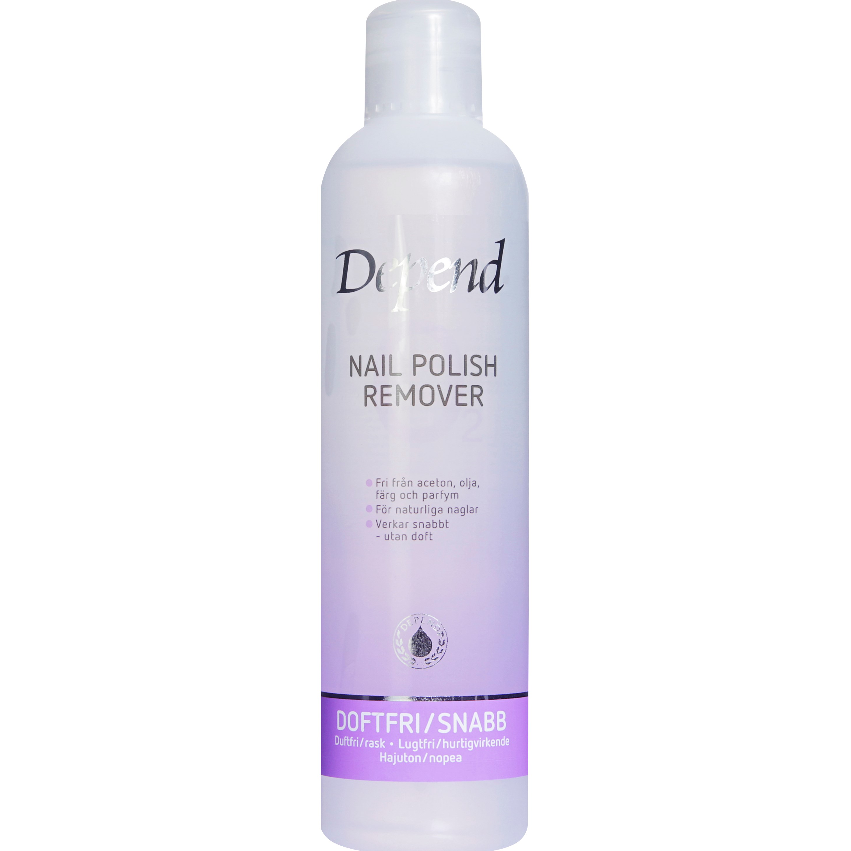 Depend O2 Neglelakfjerner Lugtfri/Hurtigvirkende Lilla 250 ml
