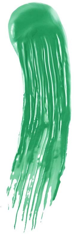 Een groene, verlengde kwal met lange, hangende tentakels en een ronde bovenkant. Het lijkt een illustratie of tekening te zijn.