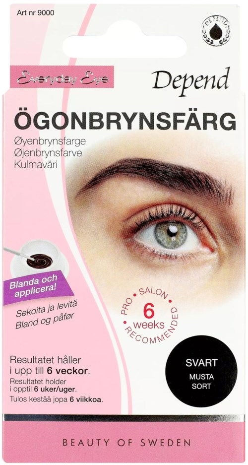 Brynfärgkit, svart färg, tillfällig, håller i sex veckor, enkelt att applicera, för ett naturligt utseende.